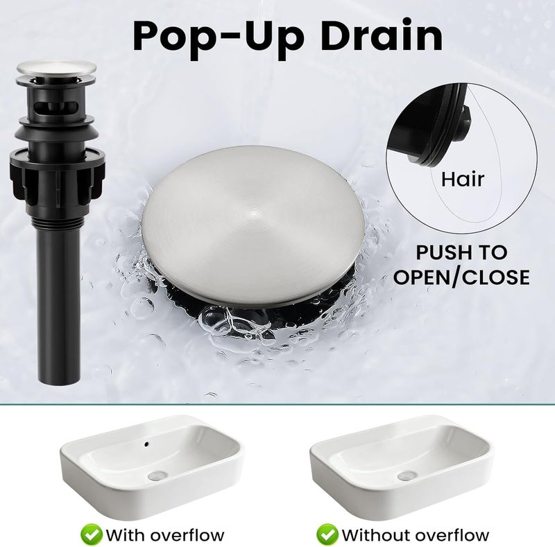 IUERASD Brushed Nickel Pull Down Bathroom Faucet 3 Hole with Pop Up Drain, Bathroom Sink Faucet with Pull Down Sprayer 2 Modes, 8 inch Widespread Gold Faucet for Bathroom Sink, 2 Handle Vanity Faucet - Image 5